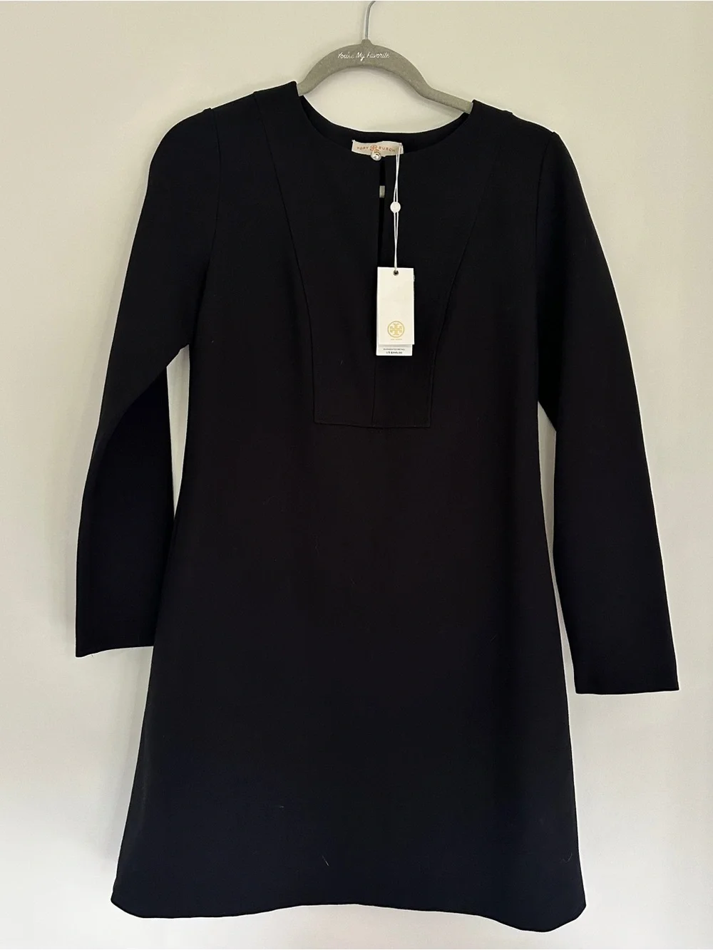 NWT Tory Burch Rory Classic Black Long-Sleeve Keyhole Mini Dress M